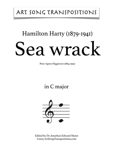 HARTY: Sea wrack (transposed to C major) (arr. ArtSongTranspositions.com)