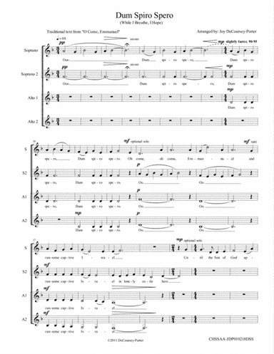 Dum Spiro Spero (O Come Emmanuel) (arr. Joy DeCoursey-Porter)