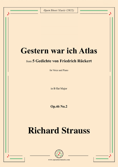 Richard Strauss-Gestern war ich Atlas,in B flat Major (arr. OSM Press)