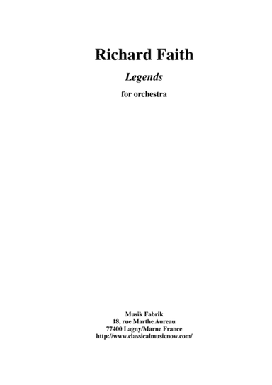 Richard Faith: Legends for orchestra:  full score
