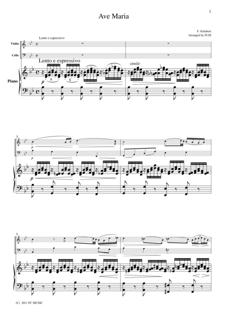 Schubert  Ave Maria, for piano trio, PS101 (arr. FCMUSIC)