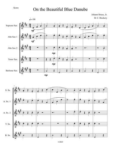 The Blue Danube (Sax Quintet) (arr. B. C. Dockery)