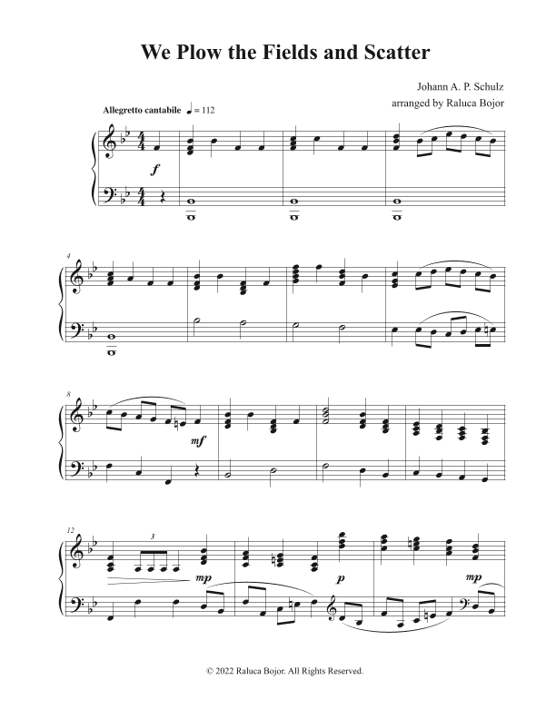 We Plow the Fields and Scatter (Thanksgiving hymn) (arr. Raluca Bojor)