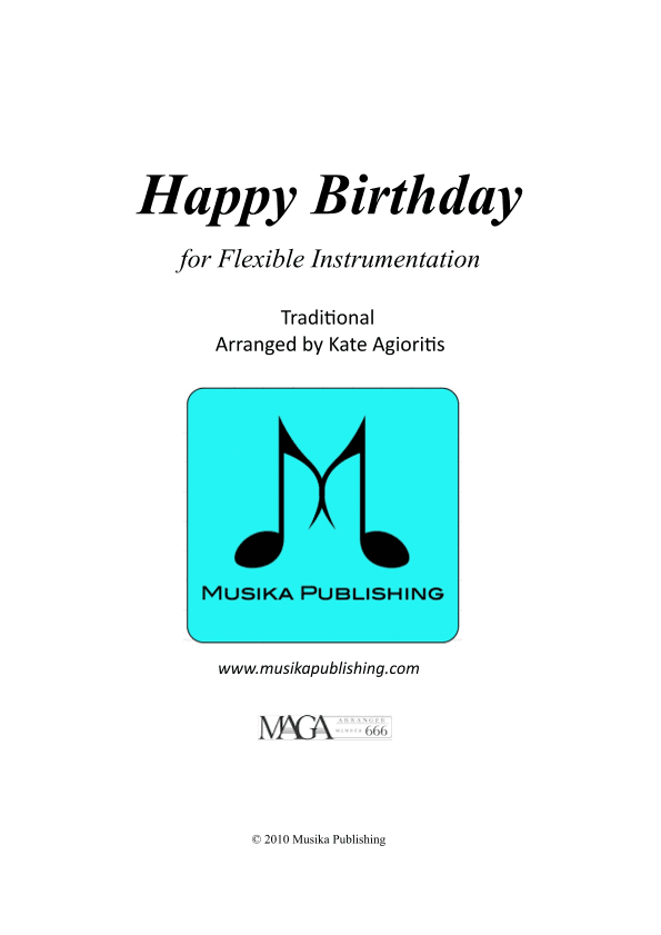 Happy Birthday - for Flexible Instrumentation (arr. Kate Agioritis)