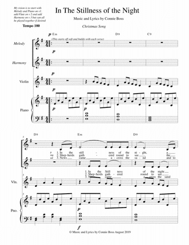In the Stillness of the Night - Christmas song - violin, vocal duet & piano