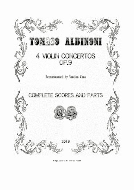 Albinoni- Four Violin Concertos Op.9 for Violin, Strings and Cembalo - Scores and Parts (arr. Santino Cara)