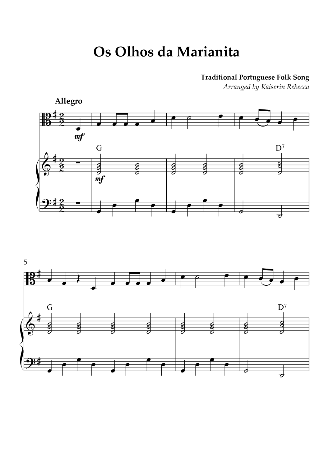 Os Olhos da Marianita (arr. Kaiserin Rebecca)