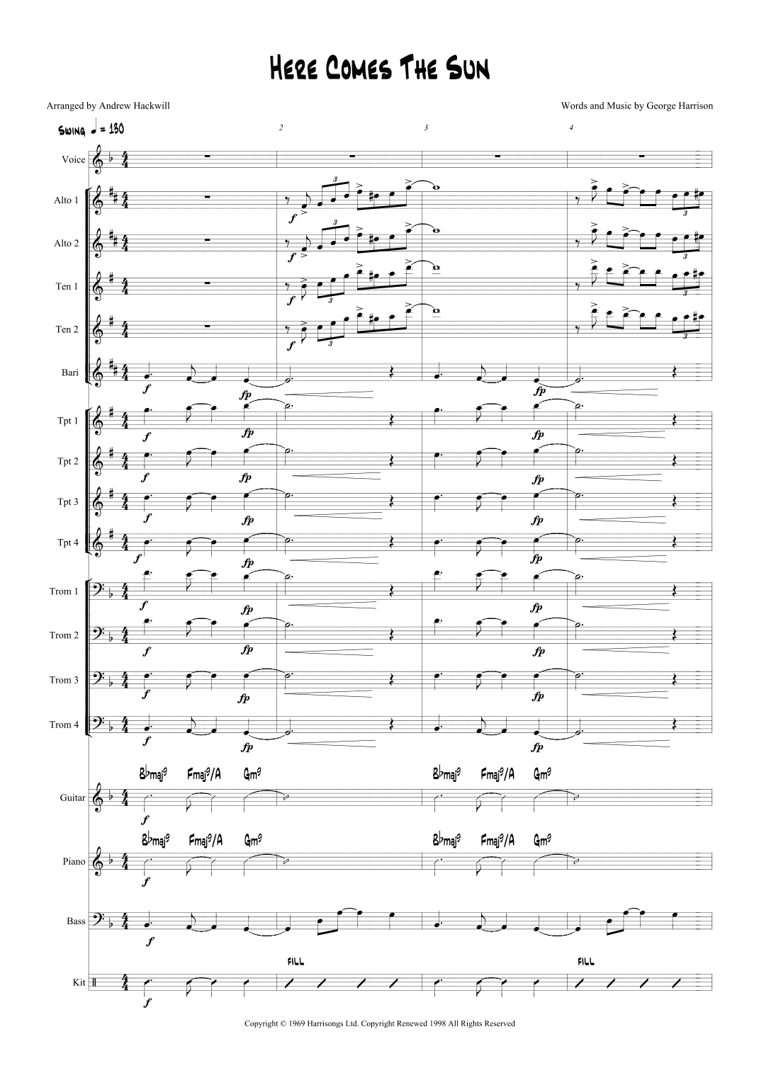 Here Comes The Sun (arr. Andrew Hackwill)