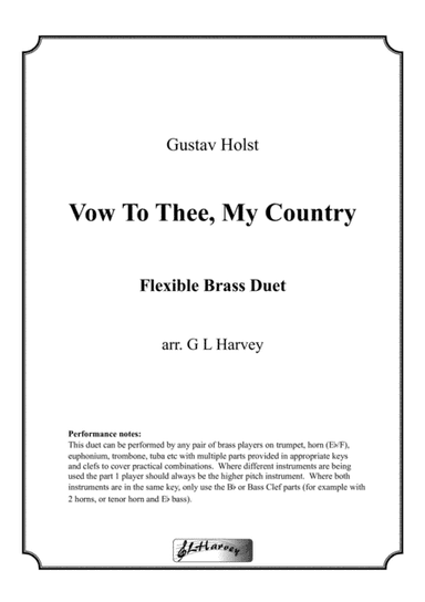 Vow To Thee, My Country (Flexible Brass Duet) (arr. G L Harvey)