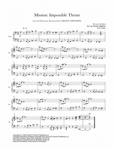 Mission: Impossible Theme  from the Paramount Television Series MISSION: IMPOSSIBLE (arr. Arman Alladina & Liz Craig)