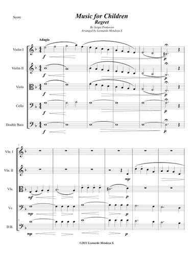 Music for Children - Regret - Score Only (arr. Leonardo Mendoza S.)
