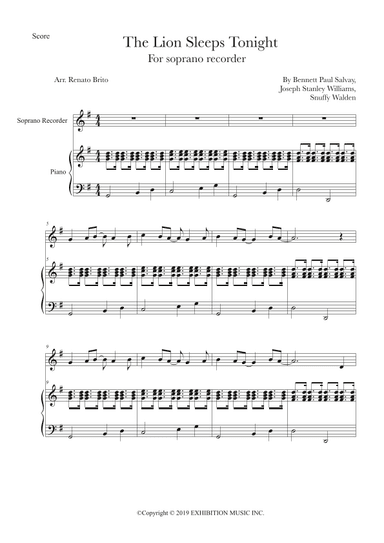 The Lion Sleeps Tonight (arr. Renato Brito)