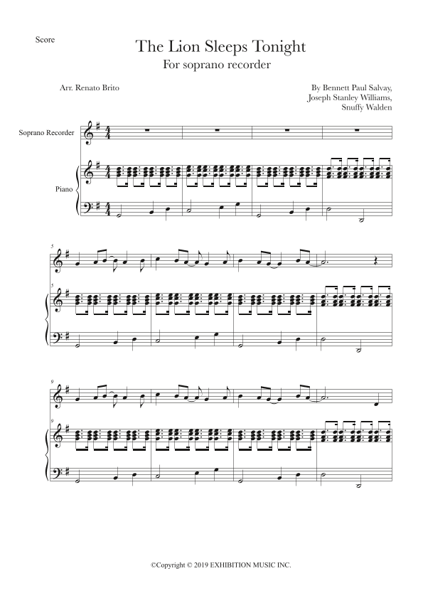 The Lion Sleeps Tonight (arr. Renato Brito)