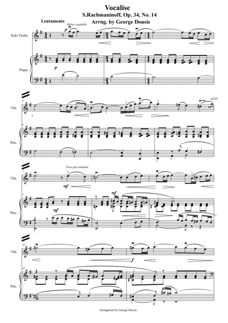 Sergei Rachmaninoff - Vocalise (solo violin - piano - string orchestra) (arr. George Dousis)