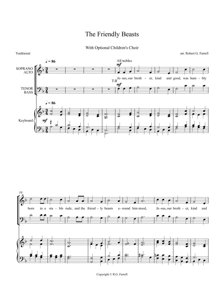 The Friendly Beasts (arr. Robert G. Farrell)