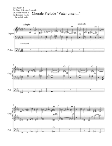 Vater Unser (Our Father) Chorale Prelude for Organ