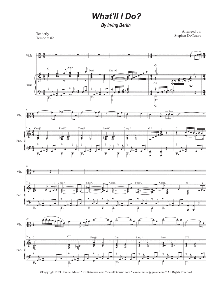 What'll I Do? (Viola solo and Piano) (arr. Stephen DeCesare)