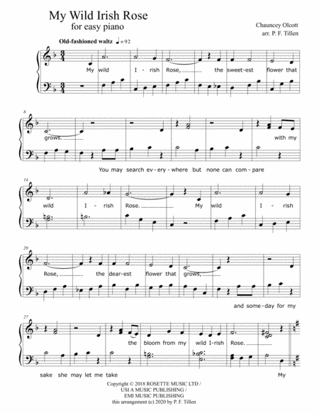 My Wild Irish Rose (arr. P. F. Tillen)
