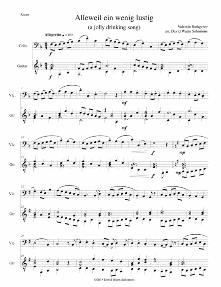 Variations on Alleweil ein wenig lustig for cello and guitar (arr. David Warin Solomons)