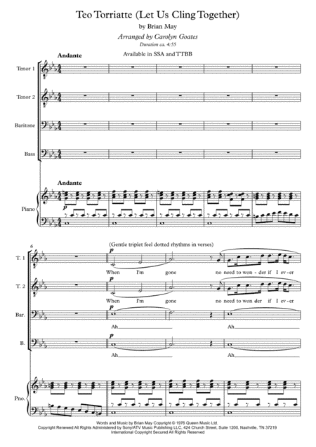 Teo Torriatte (let Us Cling Together) (arr. Carolyn Goates)