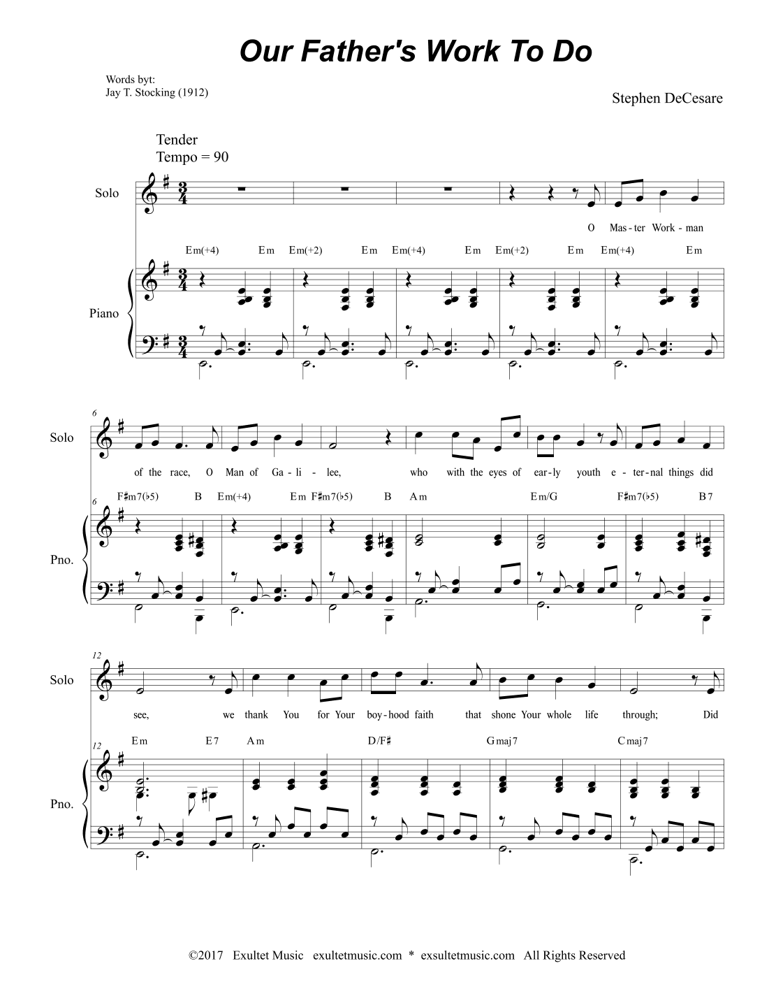 Our Father's Work To Do (Solo with SATB)