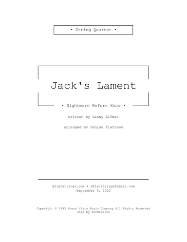 Jack's Lament (arr. Denise Flatness)