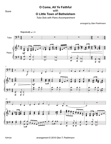 O COME ALL YE FAITHFUL/O LITTLE TOWN OF BETHLEHEM - TUBA SOLO with Piano Accompaniment (arr. Glen Poehlmann)