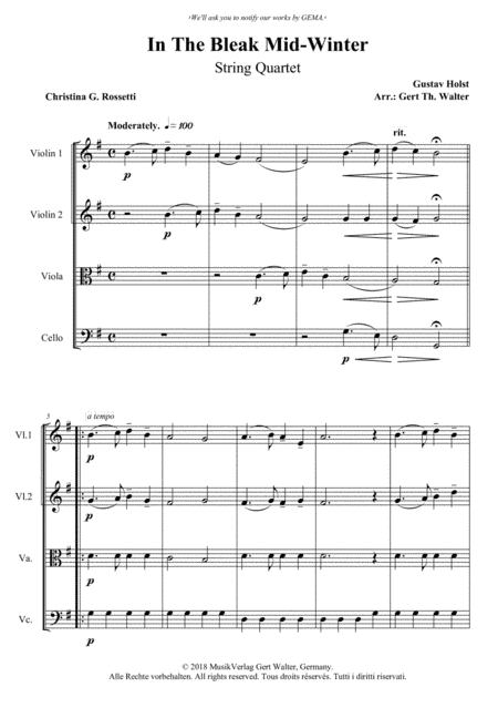 In The Bleak Mid-Winter (arr. Gert Th. Walter)