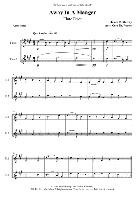 Away In A Manger (1st. version) (arr. Gert Th. Walter)