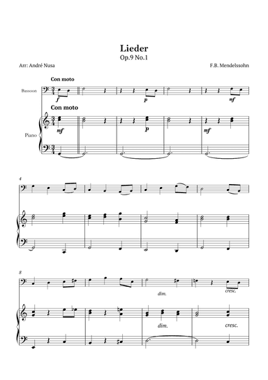 Lieder Op.9 No.1 (arr. André Nusa)