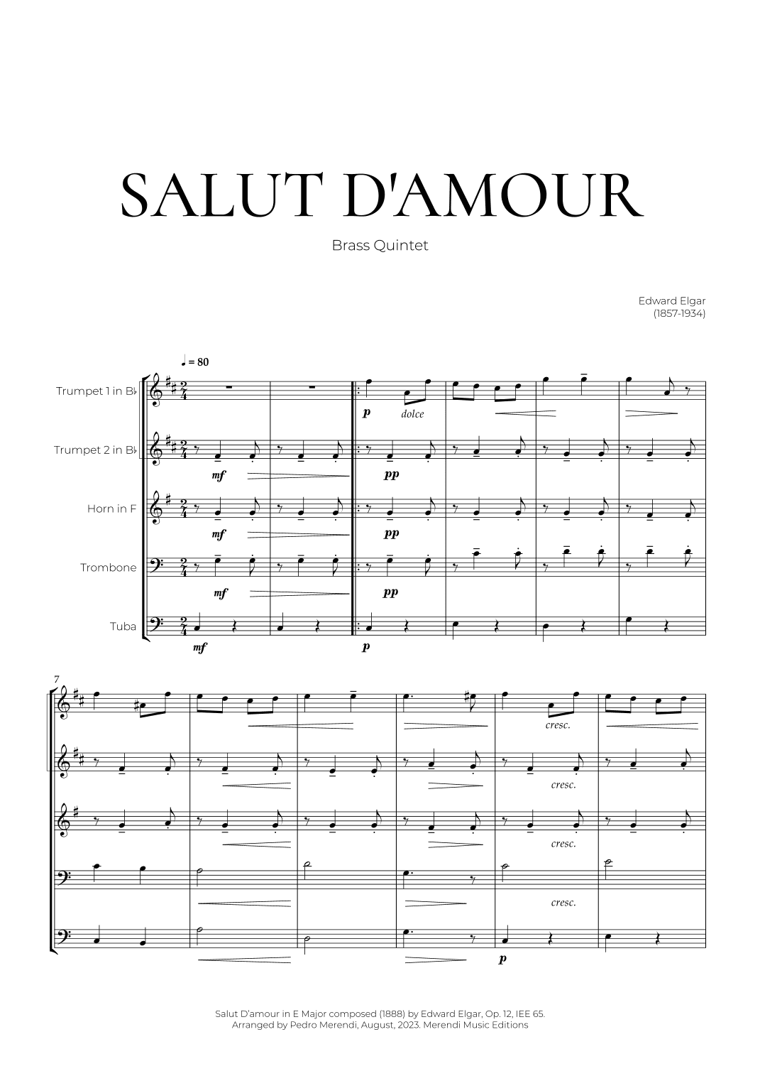 Salut D’amour (Brass Quintet) - Edward Elgar (arr. Pedro Merendi)