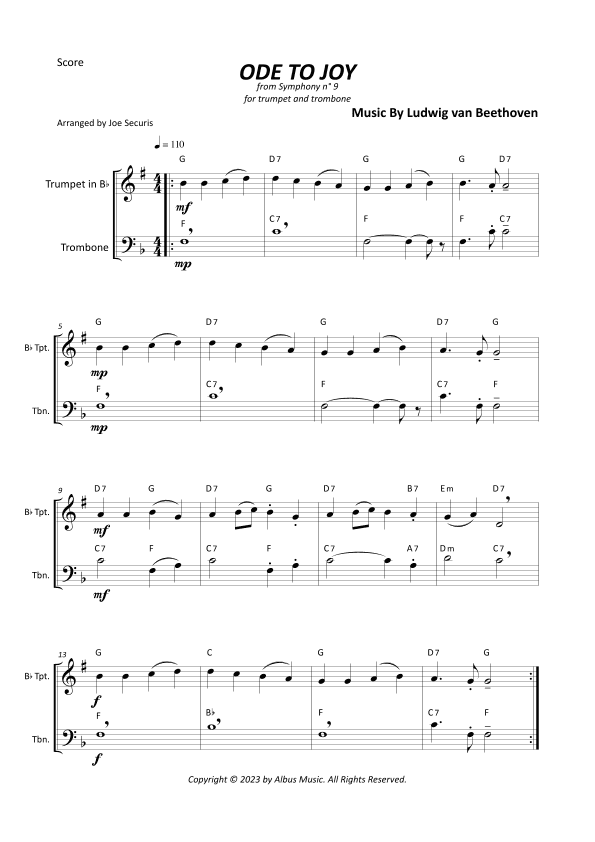 Ode To Joy (arr. Joe Securis)