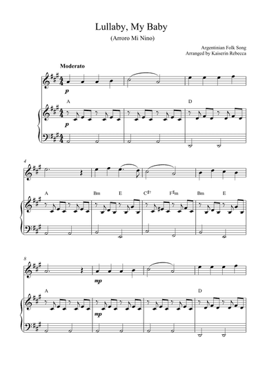 Lullaby, My Baby (Arroro Mi Nino) (arr. Kaiserin Rebecca)