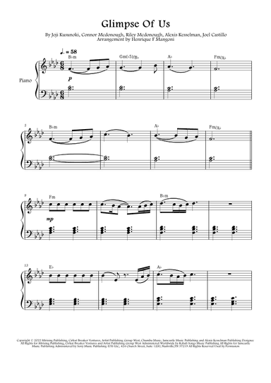 Glimpse Of Us (arr. Henrique F Mangoni)