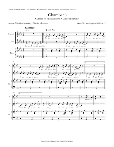 Chambacú for 2-Part Treble Choir (arr. Miguel Ángel Morales y Javier Martínez-Ramírez)