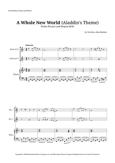 A Whole New World (aladdin's Theme) (arr. Langanho)