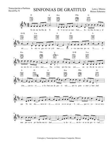 SINFONIA DE GRATITUD Partitura Vocal + Guitar (arr. Moises Soberano)