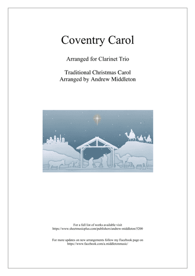 Coventry Carol arranged for Clarinet Trio (arr. Andrew Middleton)