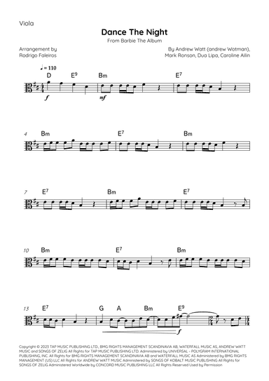 Dance The Night (arr. Rodrigo Faleiros)