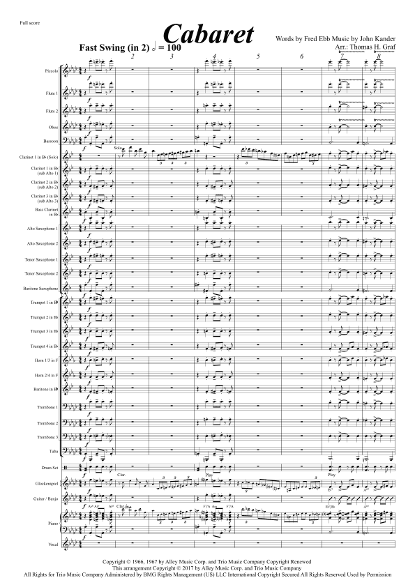Cabaret - Score Only (arr. Thomas Graf)