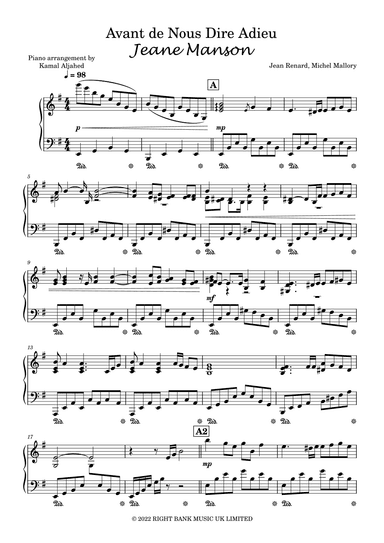 Avant De Nous Dire Adieu (arr. Kamal Aljahed)