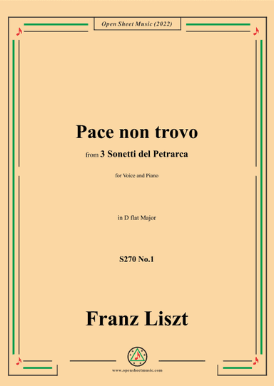 Liszt-Pace non trovo,S270 No.1,from 3 Sonetti del Petrarca (arr. OSM Press)