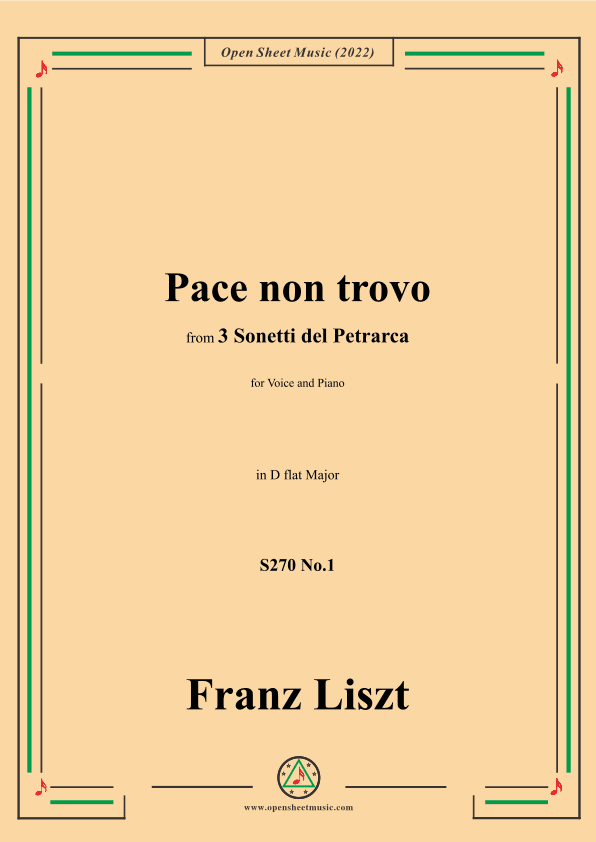 Liszt-Pace non trovo,S270 No.1,from 3 Sonetti del Petrarca (arr. OSM Press)
