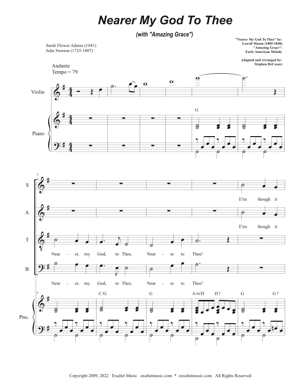 Nearer My God To Thee (with "Amazing Grace") (Vocal Quartet - (SATB) (arr. Stephen DeCesare)