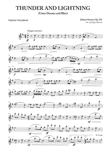 Thunder and Lightning for Saxophone Quartet (arr. Diego Marani)