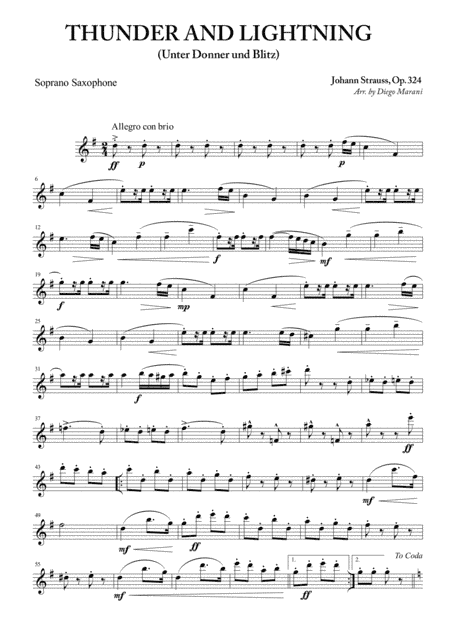 Thunder and Lightning for Saxophone Quartet (arr. Diego Marani)