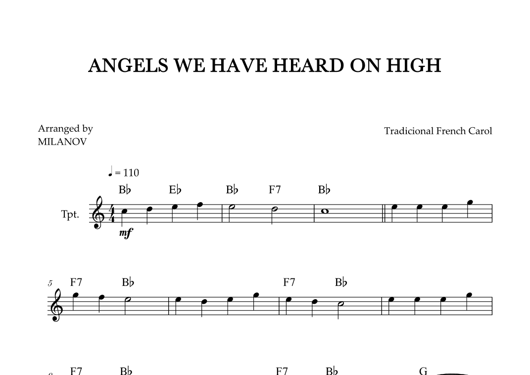 Angels We Have Heard on High | Christmas song | trumpet | easy beginner | Chords (arr. Milanov)