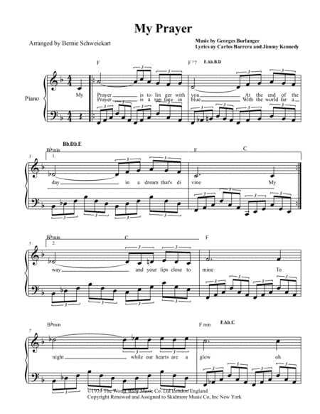 My Prayer (arr. Bernie Schweickart)