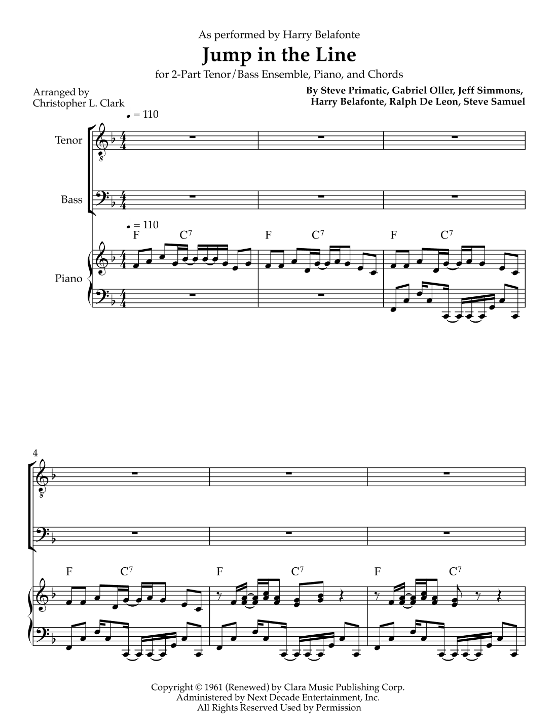Jump In The Line (arr. Christopher L Clark)
