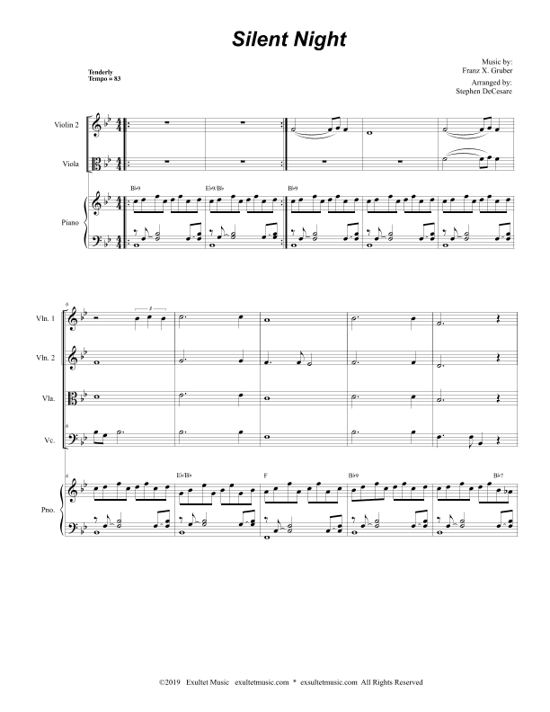 Silent Night (String Quartet and Piano) (arr. Stephen DeCesare)